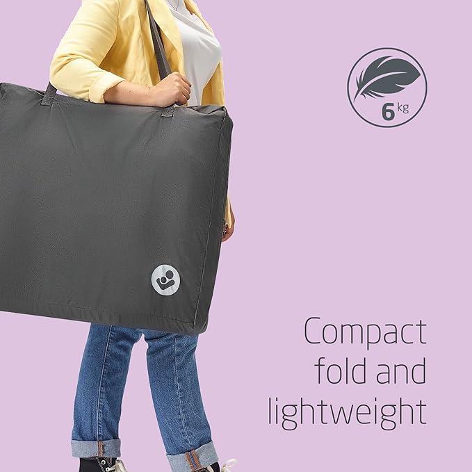 Maxi - Cosi Iris 2 - in - 1 Baby Travel Cot, 0 – 3 Years, up to 15 kg, Compact, 2 Sleeping Levels, Foldable & Lightweight, Thick Foam Mattress, Mesh Sides, Travel Bag, Eco Care, Beyond Graphite - Adenzo Comfies