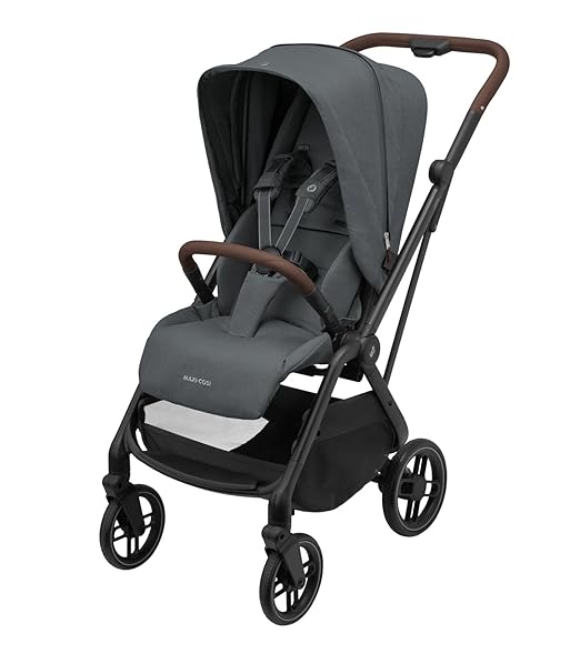 Maxi-Cosi Leona² Pram, 0-4 Years, 0-22 kg, Feather-Light, Super Compact Buggy, Reversible Seat, One Handed Foldable, 3 Reclining Positions, Flat Reclining Position, Easy-In Straps, Twillic Graphite