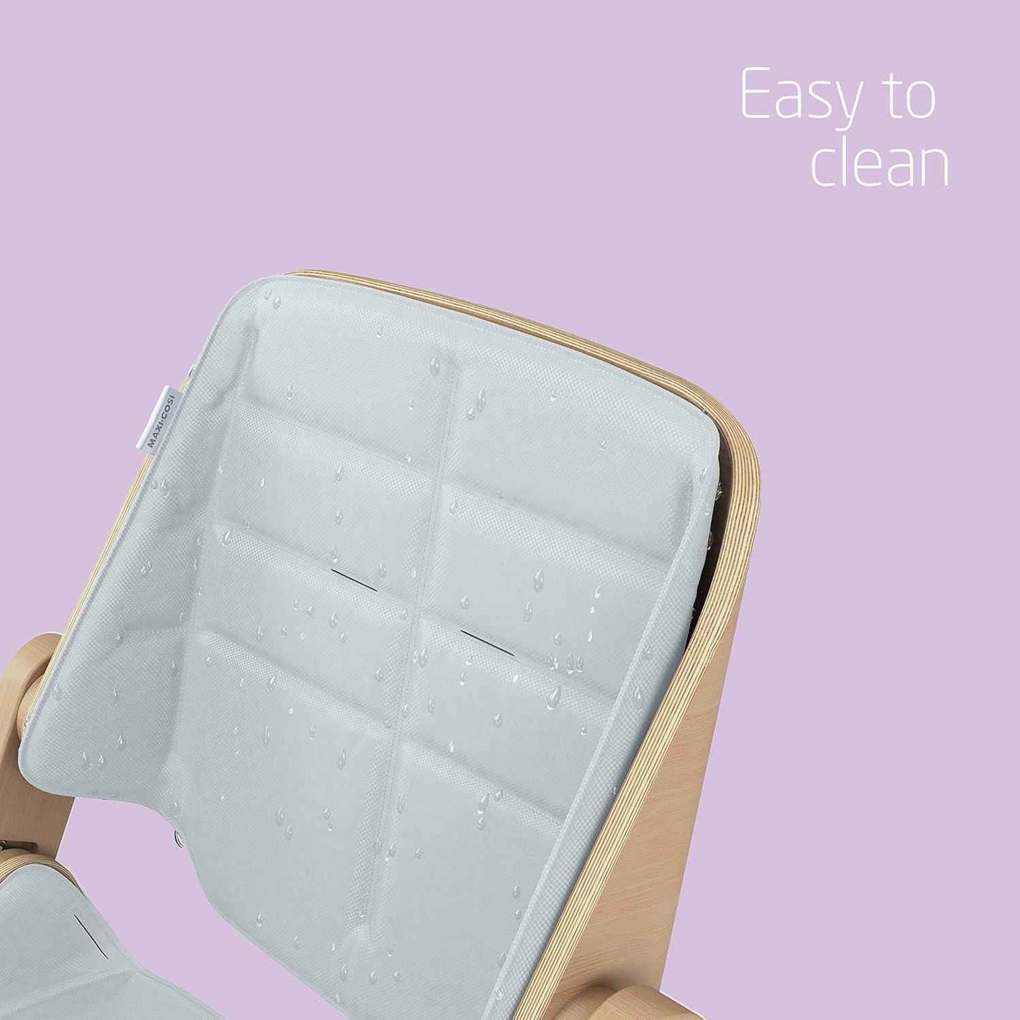 Maxi - Cosi Nesta Highchair in its natural wood finish, a stylish, adjustable wooden highchair designed to grow with a child from newborn to adult - Adenzo Comfies