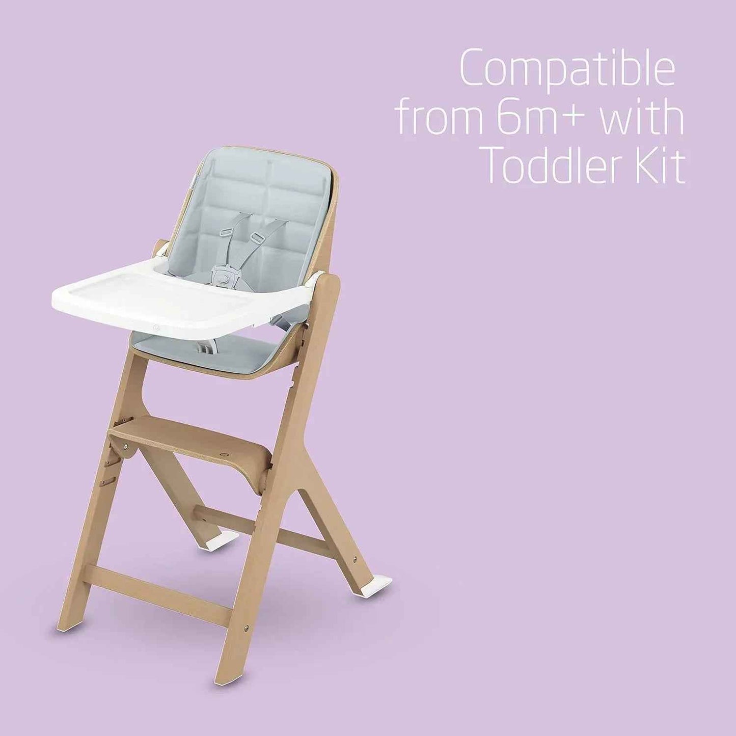 Maxi - Cosi Nesta Highchair in its natural wood finish, a stylish, adjustable wooden highchair designed to grow with a child from newborn to adult - Adenzo Comfies