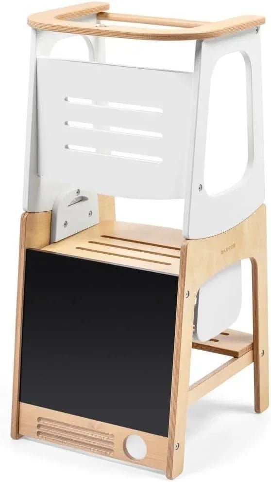 Maxi - Cosi Toucan Baby Learning Tower Wood, Montessori Toddler Step Stool, 18months - 150kg, Blackboard, Height - Adjustable Kitchen Helper, Converts into Desk+Stool, FSC® 100% Certified Wood, Natural Wood - Adenzo Comfies