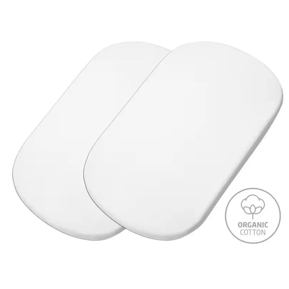Maxicosi Iora/Air Tori /Bedsheets 2-pack of White, 100% Cotton Fitted Bed Sheets Designed for the Maxi-Cosi Iora, Iora Air, and Tori Bedside Cribs - Adenzo Comfies