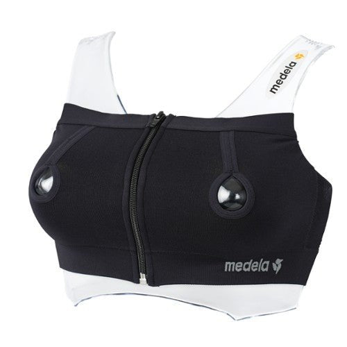 Medela Easy Expression Hands Free Pumping Bra, Black, Large, Comfortable & Adaptable with No-Slip Support for Multitasking - Adenzo Comfies