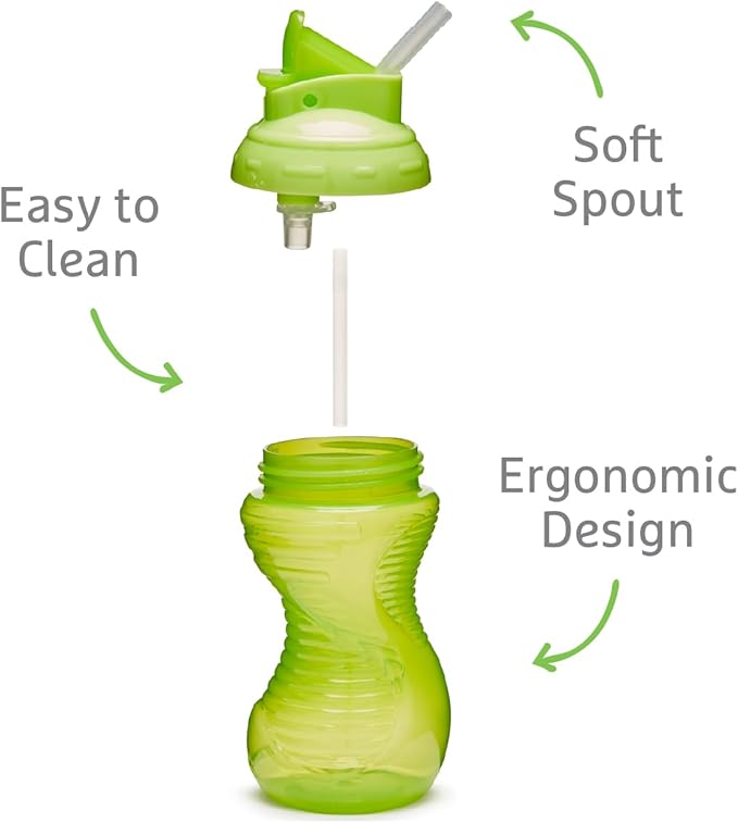 Munchkin Mighty Grip Cups with Straw | Trainer Toddler & Baby Bottle with Straw| BPA Free | Non Spill |Leakproof | Baby Weaning Cup from 12+ Months |Toddler Bottle