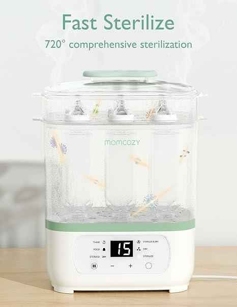Momcozy Electric Baby Bottle Sterilizer - 8 - in - 1 Steam Sterilizer & Dryer for Bottles, Pump Parts & Baby Essentials - Adenzo Comfies