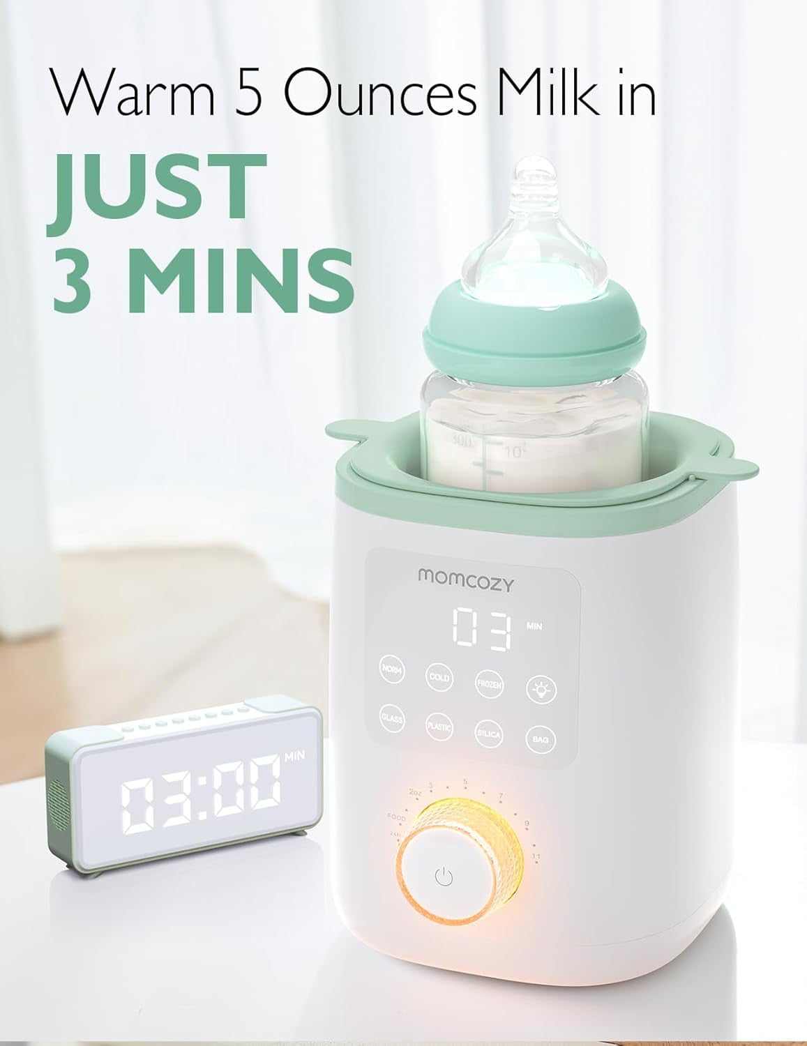 Momcozy Nutri Bottle Warmer – 9-in-1 Baby Bottle Warmer with Night Light & Precise Temperature Control