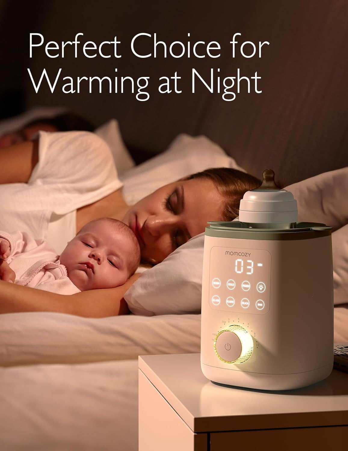 Momcozy Nutri Bottle Warmer – 9-in-1 Baby Bottle Warmer with Night Light & Precise Temperature Control