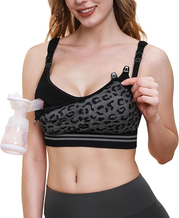 Momcozy Hands-Free Pumping Bra – Seamless Wireless Nursing & Maternity Bra with Fixed Padding, 4-in-1 for Wearable & Standard Breast Pumps - Adenzo Comfies