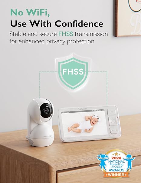 Momcozy BM03 5.5” 1080P Full HD Video Baby Monitor No WiFi – Long-Range Baby Monitor with Camera, Infrared Night Vision, 5800mAh Battery, VOX, 2-Way Audio,
