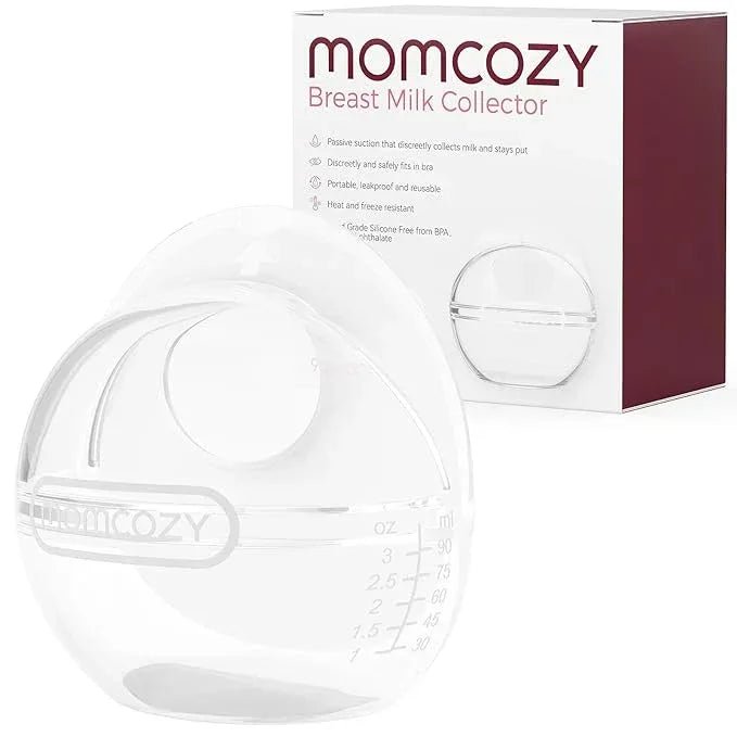 Momcozy Breast Milk Collector, Milk Collectors for Breastfeeding, Reusable Breast Milk Shells, Silicone Catcher with More Fit & Soft (3oz/90ml, 1 Count) - Adenzo Comfies