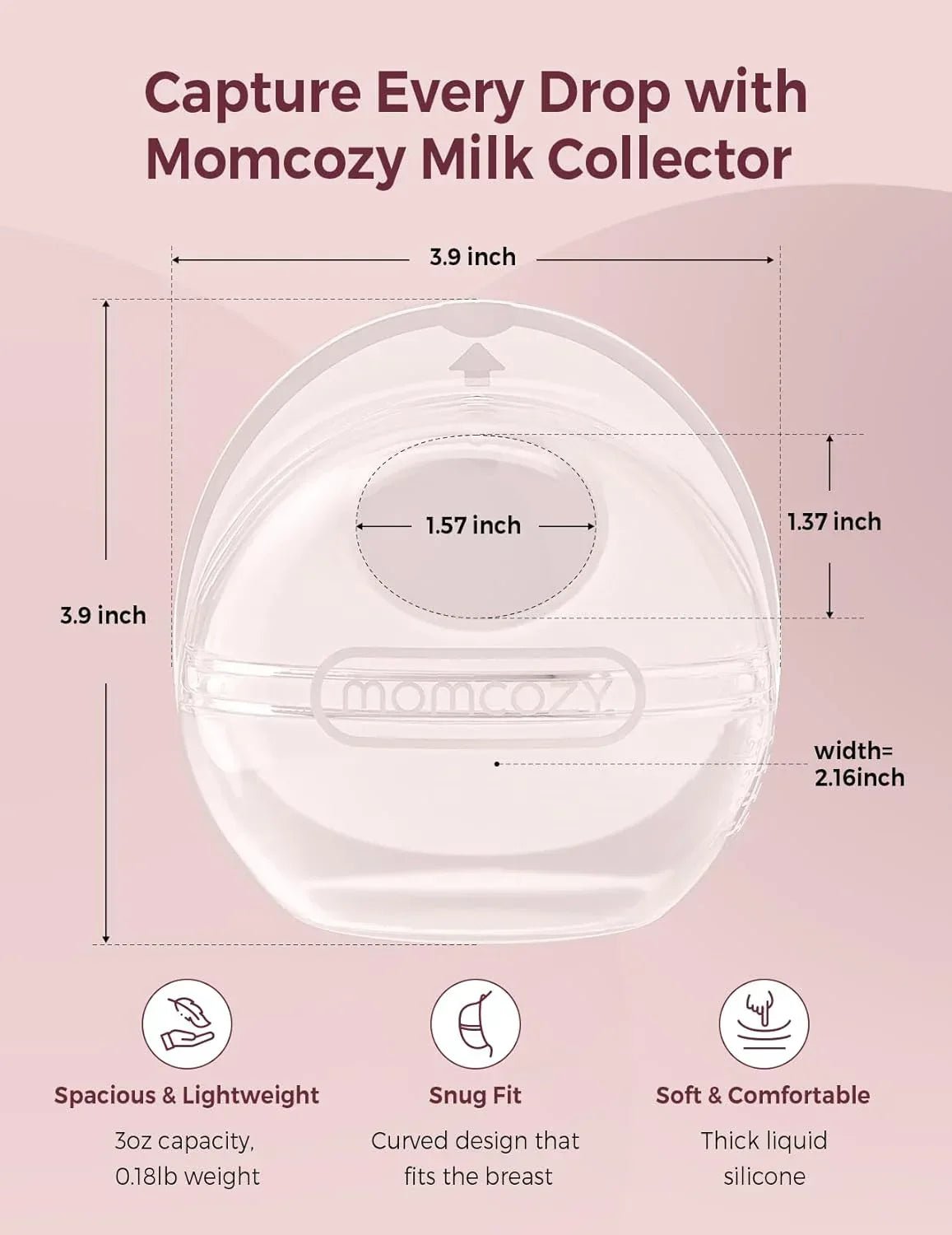 Momcozy Breast Milk Collector, Milk Collectors for Breastfeeding, Reusable Breast Milk Shells, Silicone Catcher with More Fit & Soft (3oz/90ml, 1 Count) - Adenzo Comfies