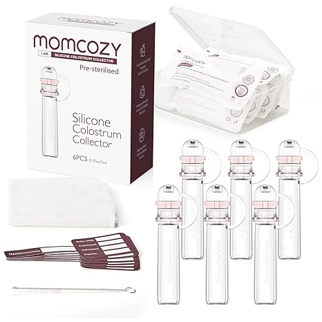 Momcozy Silicone Colostrum Collector Set – Reusable BPA-Free Colostrum Syringe Alternative for Collecting, Storing & Feeding, 5ml