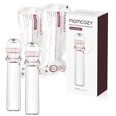 Momcozy Silicone Colostrum Collector Set – Reusable BPA-Free Colostrum Syringe Alternative for Collecting, Storing & Feeding, 5ml
