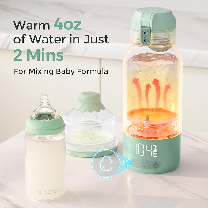 Momcozy Portable Milk Warmer for Travel – Dual Heating Modes for Breast Milk & Water, Portable Bottle Warmer with Fast Heating & Long Battery Life, 17 Ounces Large Capacity to Meet Your All-Day Needs