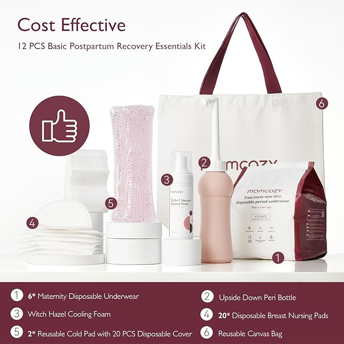 Momcozy Postpartum Recovery Essentials Kit | Complete Labor & Delivery Care Set for New Moms