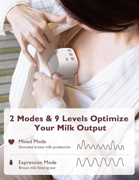 Momcozy S9 Pro Hands-Free Wearable Breast Pump, Electric Pump with 2 Modes & 9 Suction Levels, Long Battery Life, Portable & Quiet, 24mm