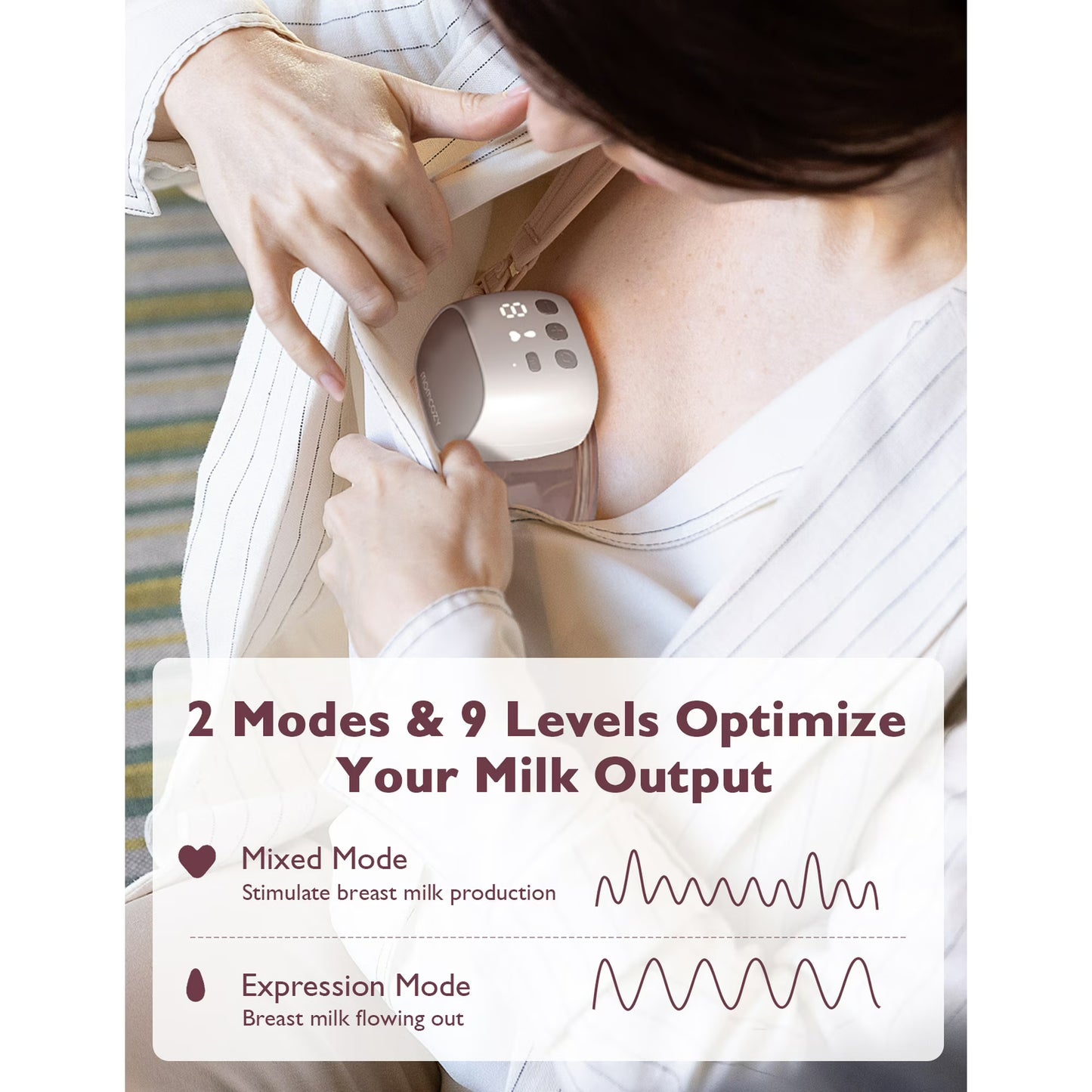Momcozy S9 Pro Hands-Free Wearable Breast Pump, Electric Pump with 2 Modes & 9 Suction Levels, Long Battery Life, Portable & Quiet, 24mm
