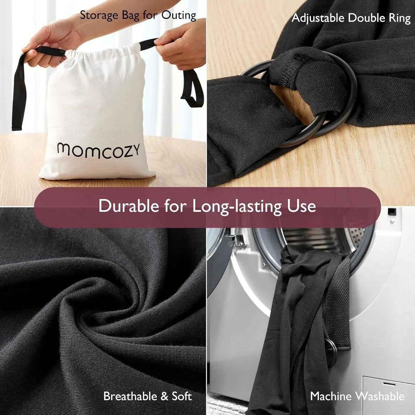 Momcozy Baby Carrier Slings, Summer Cooling Air - Mesh Fabric Baby Carriers Sling for Newborn to Toddler up to 50 lbs, Hands Free Adjustable Easy to Wear Baby Wrap Carrier Slings - Adenzo Comfies