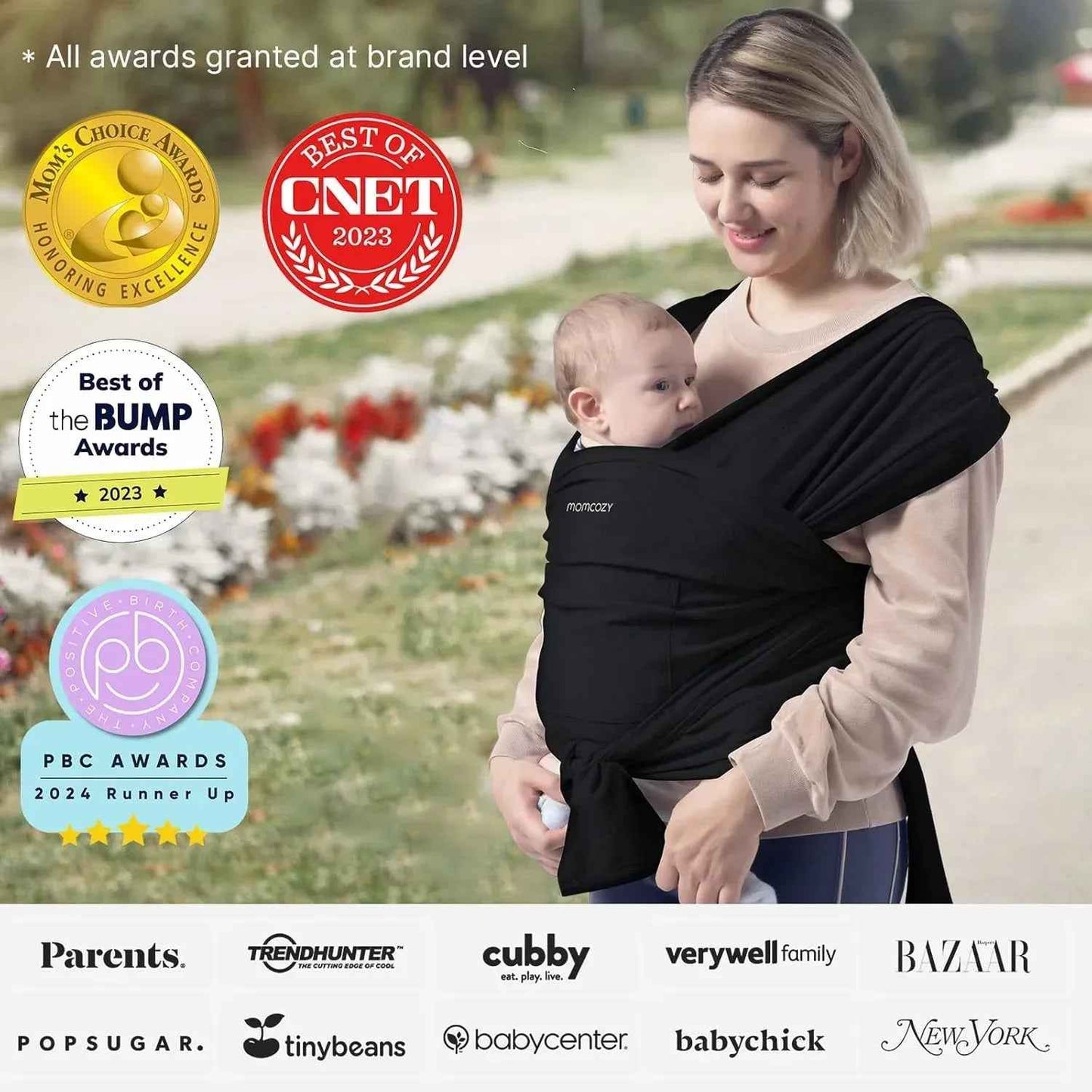 Momcozy Baby Carrier Slings, Summer Cooling Air - Mesh Fabric Baby Carriers Sling for Newborn to Toddler up to 50 lbs, Hands Free Adjustable Easy to Wear Baby Wrap Carrier Slings - Adenzo Comfies