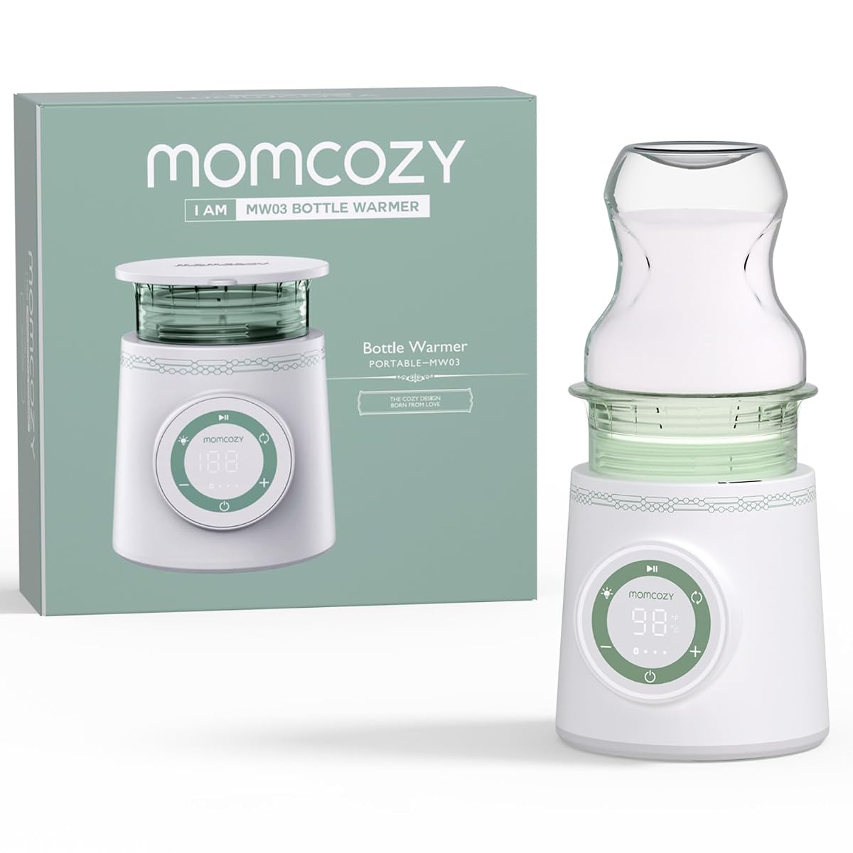 Momcozy Portable Bottle Warmer for Travel MW03 - Fast Heating, Leak-Proof, Long Battery Life, Compatible with Dr. Brown, Philips Avent, Medela, Tommee Tippee, Comotomo - Adenzo Comfies