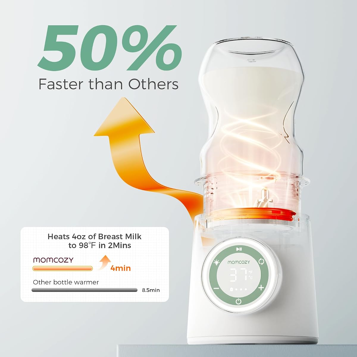Momcozy Portable Bottle Warmer for Travel MW03 - Fast Heating, Leak-Proof, Long Battery Life, Compatible with Dr. Brown, Philips Avent, Medela, Tommee Tippee, Comotomo - Adenzo Comfies