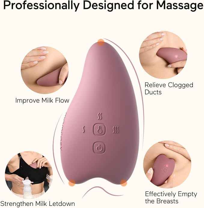 Momcozy A1Pro Lactation Massager – Heat & Deep Vibration, Red (1PCS)