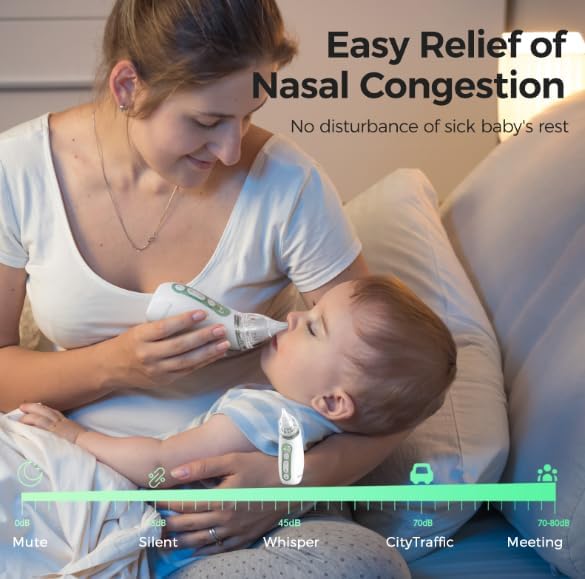 Momcozy Baby Nasal Aspirator, Strong Suction, Long Battery Life, BPA-Free Tips & Soothing Lullabies
