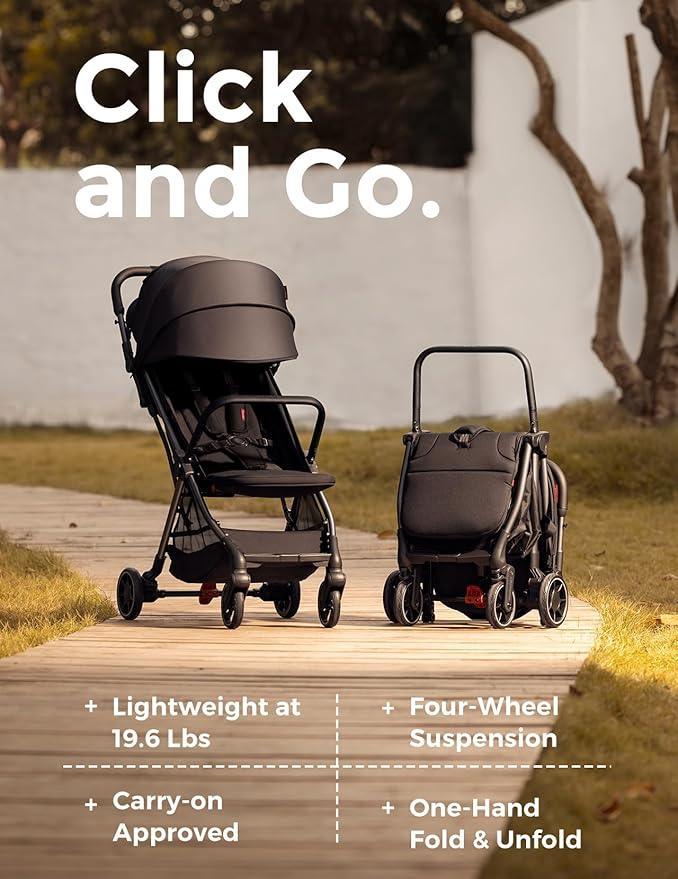 Momcozy ClickGo Lightweight Baby Stroller – Compact Travel Stroller with One‑Hand Fold, Carry‑On Approved, UPF50+ Canopy - Adenzo Comfies