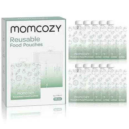 Momcozy Reusable Baby Food Pouches - 10 - Pack BPA - Free Freezer Safe Refillable Pouches for Yogurt, Puree & Applesauce - Adenzo Comfies