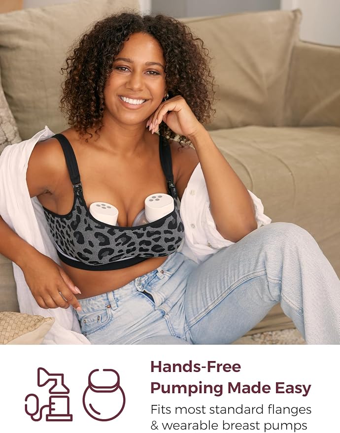 Momcozy Hands-Free Pumping Bra – Seamless Wireless Nursing & Maternity Bra with Fixed Padding, 4-in-1 for Wearable & Standard Breast Pumps - Adenzo Comfies