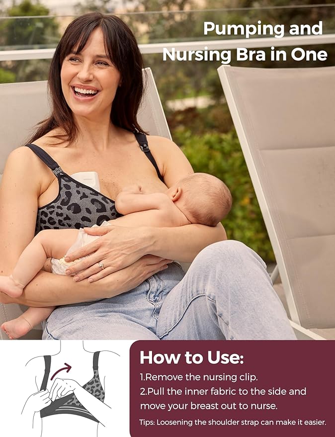 Momcozy Hands-Free Pumping Bra – Seamless Wireless Nursing & Maternity Bra with Fixed Padding, 4-in-1 for Wearable & Standard Breast Pumps - Adenzo Comfies