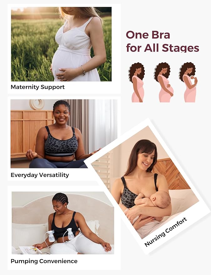 Momcozy Hands-Free Pumping Bra – Seamless Wireless Nursing & Maternity Bra with Fixed Padding, 4-in-1 for Wearable & Standard Breast Pumps - Adenzo Comfies