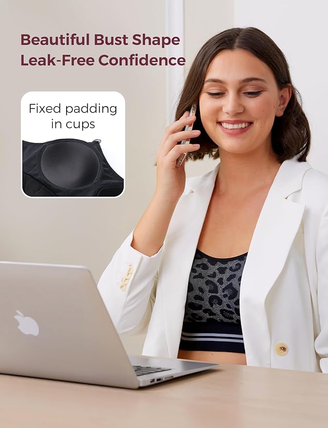 Momcozy Hands-Free Pumping Bra – Seamless Wireless Nursing & Maternity Bra with Fixed Padding, 4-in-1 for Wearable & Standard Breast Pumps - Adenzo Comfies