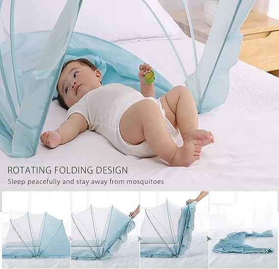 Portable Baby Mosquito Net Tent 100×56×60cm | Foldable Breathable Anti-Mosquito Crib Net for Babies & Toddlers 0–5 Years