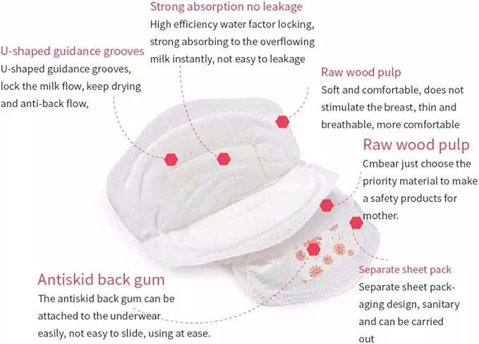Mumoo Bear Breastfeeding Patches Nursing Pads 108 Pack Disposable Waterproof Non-Slip Breastfeeding Pads