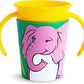 Munchkin Miracle 360° WildLove Trainer Cup| 6 oz/177 ml |Spill-Proof| BPA-Free Toddler Cup with 360° Drinking Edge - Eco-Friendly Packaging |Elephant - Adenzo Comfies