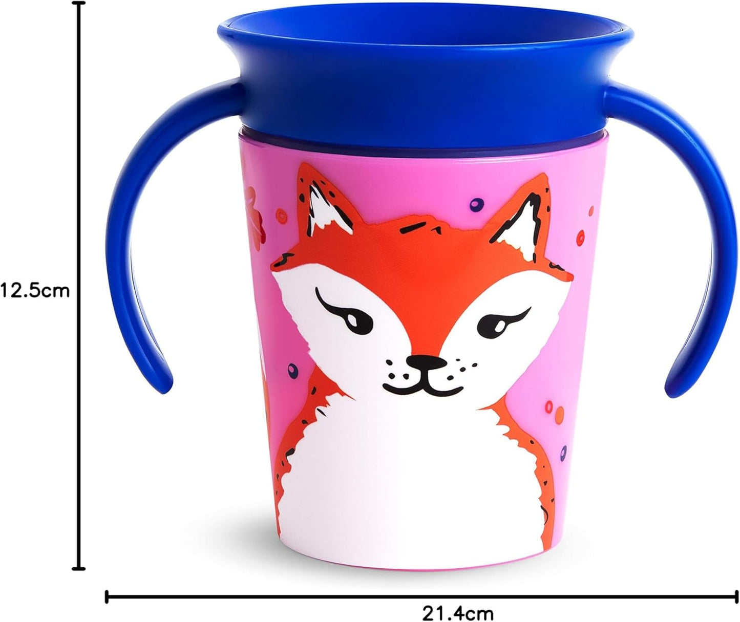 Munchkin Miracle 360° WildLove Trainer Cup| 6 oz/177 ml |Spill-Proof| BPA-Free Toddler Cup with 360° Drinking Edge - Eco-Friendly Packaging |Fox - Adenzo Comfies