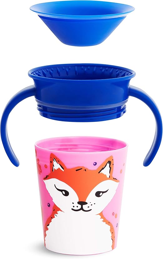 Munchkin Miracle 360° WildLove Trainer Cup| 6 oz/177 ml |Spill-Proof| BPA-Free Toddler Cup with 360° Drinking Edge - Eco-Friendly Packaging |Fox