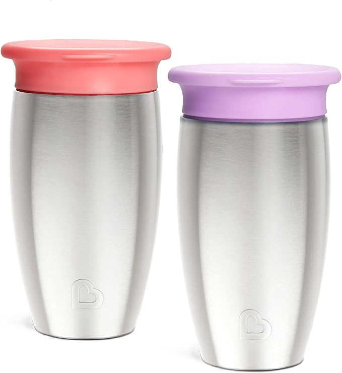 Munchkin Miracle 360 Cups, Stainless Steel Toddler Cup, BPA Free Baby & Toddler Sippy Cup, Non Spill Cup, Dishwasher Safe Baby Cup, Leakproof Childrens Cups, 12+ Months - 10oz/296ml