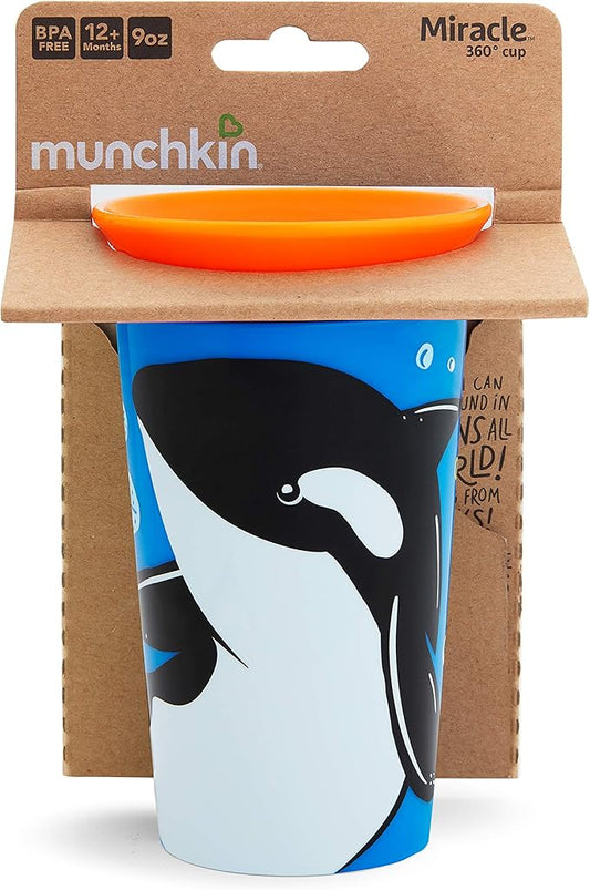 Munchkin Miracle 360 WildLove Sippy Cup, 9 Oz, Orca, 1 Pack