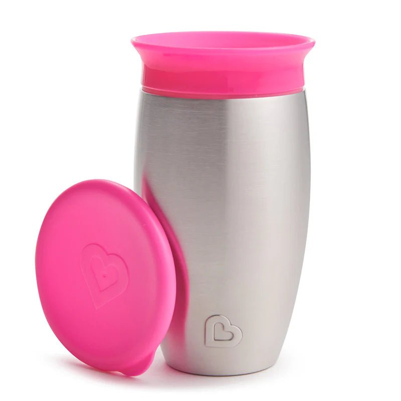 Munchkin Miracle 360 Cups, Stainless Steel Toddler Cup, BPA Free Baby & Toddler Sippy Cup, Non Spill Cup, Dishwasher Safe Baby Cup, Leakproof Childrens Cups, 12+ Months - 10oz/296ml - Adenzo Comfies