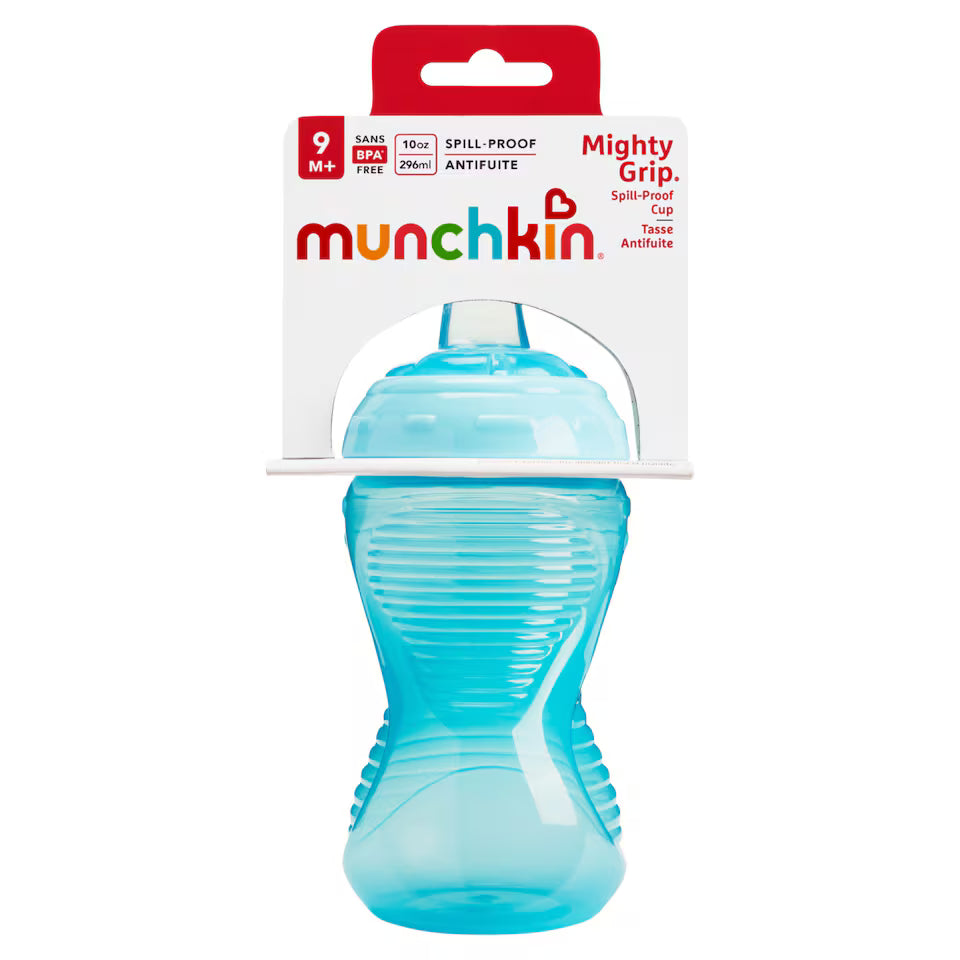 Munchkin 10 oz Sippy Cups, Mighty Grip Spill-Proof, for Children 9 Months and Up, Contoured Design, Soft Silicone Spout, Dishwasher and Freezer Safe