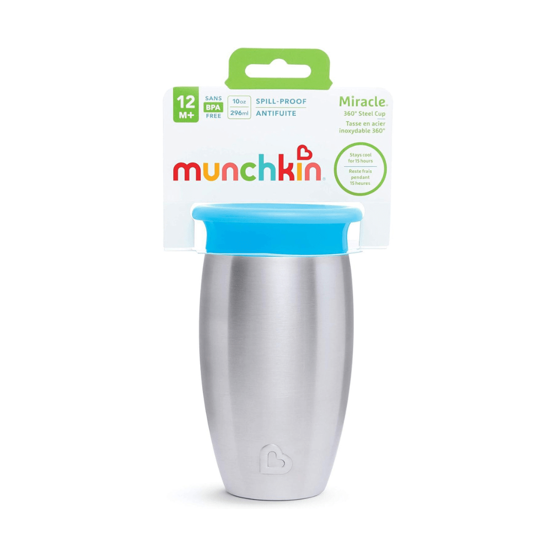 Munchkin Miracle 360 Cups, Stainless Steel Toddler Cup, BPA Free Baby & Toddler Sippy Cup, Non Spill Cup, Dishwasher Safe Baby Cup, Leakproof Childrens Cups, 12+ Months - 10oz/296ml - Adenzo Comfies