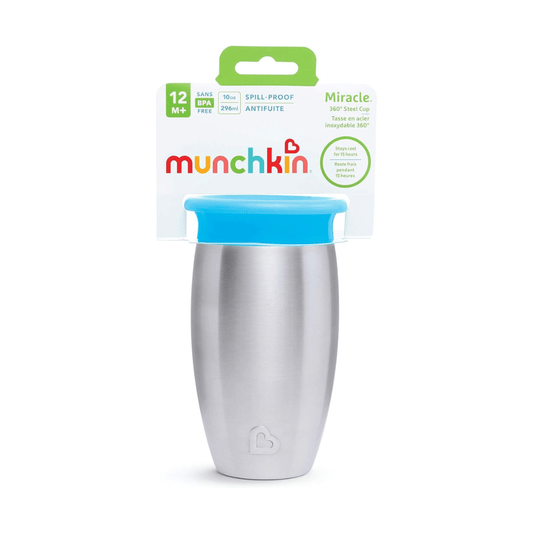 Munchkin Miracle 360 Cups, Stainless Steel Toddler Cup, BPA Free Baby & Toddler Sippy Cup, Non Spill Cup, Dishwasher Safe Baby Cup, Leakproof Childrens Cups, 12+ Months - 10oz/296ml - Adenzo Comfies