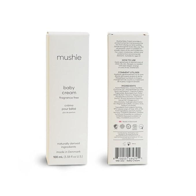 Mushie Baby Cream – Healing Ointment – Dry, Chaffed Skin, Diaper Rash & Minor Scratches – Certified COSMOS ORGANIC – Made in Denmark – 3.38 fl oz (100 mL) - Adenzo Comfies