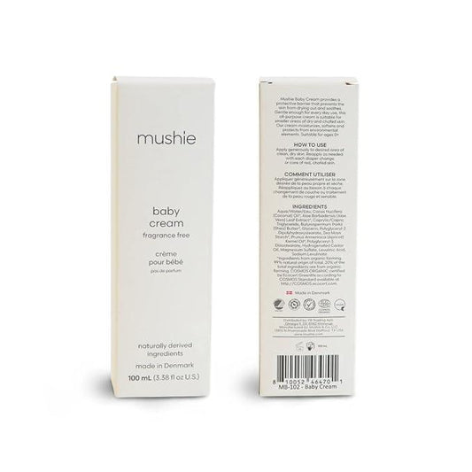 Mushie Baby Cream – Healing Ointment – Dry, Chaffed Skin, Diaper Rash & Minor Scratches – Certified COSMOS ORGANIC – Made in Denmark – 3.38 fl oz (100 mL) - Adenzo Comfies