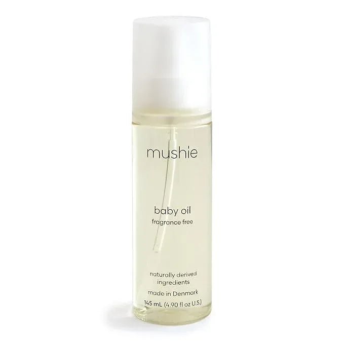 Mushie Organic Baby Oil – Hypoallergenic Lightweight Moisture Protection – Certified COSMOS ORGANIC – Made in Denmark – 4.9 fl oz (145 mL) - Adenzo Comfies