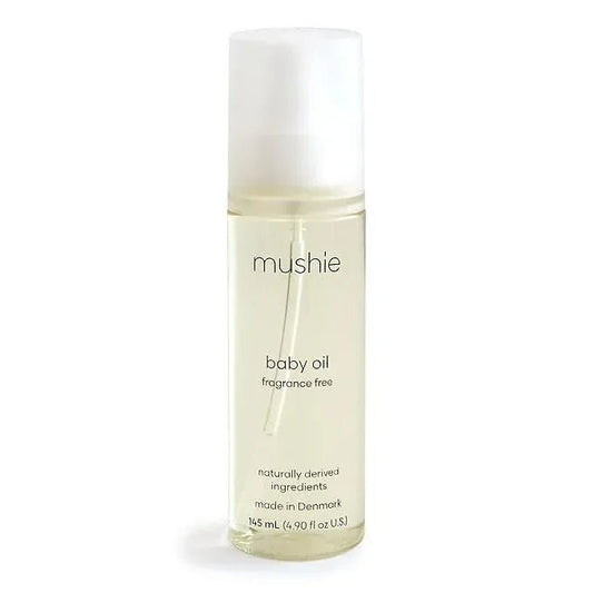 Mushie Organic Baby Oil – Hypoallergenic Lightweight Moisture Protection – Certified COSMOS ORGANIC – Made in Denmark – 4.9 fl oz (145 mL) - Adenzo Comfies