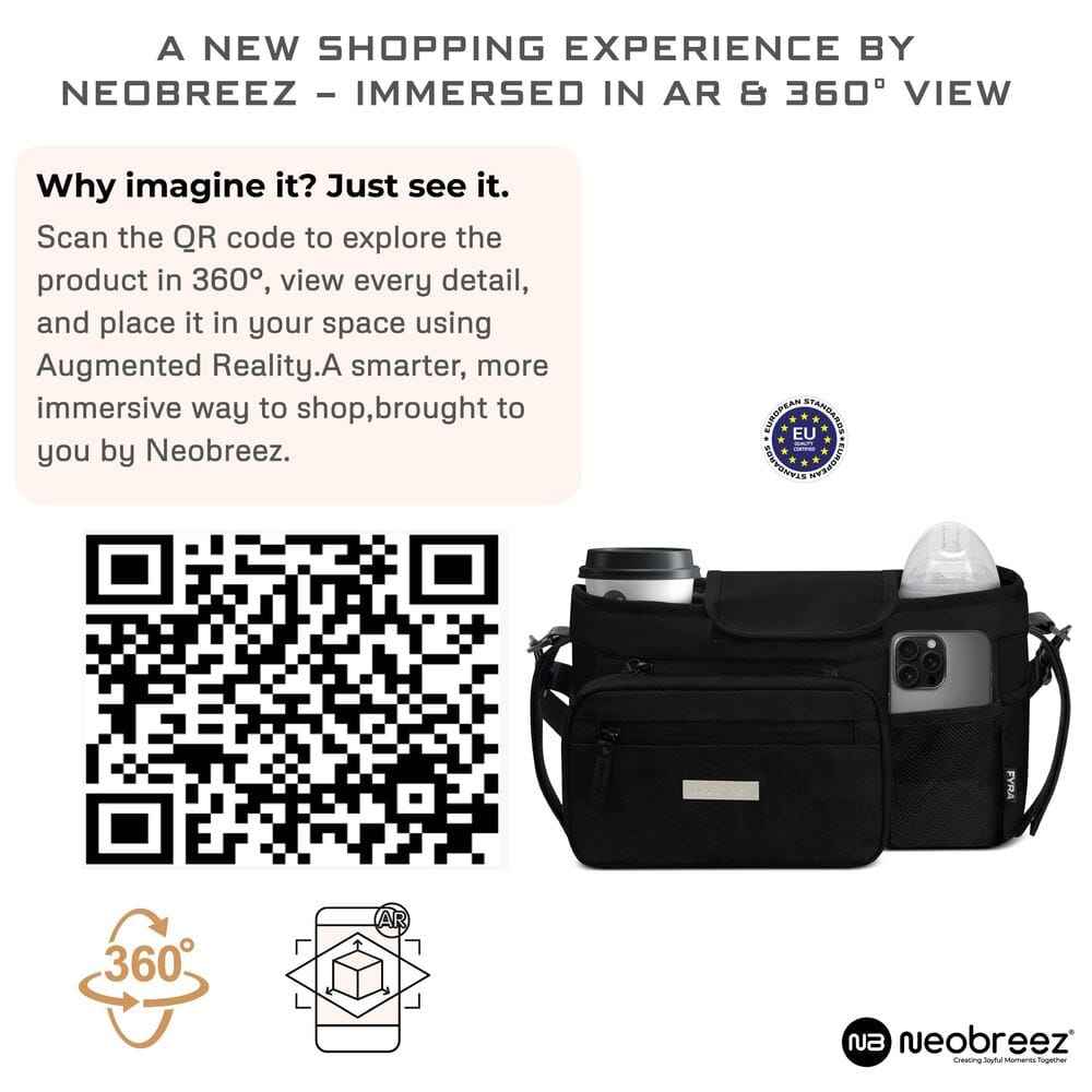Neobreez FYRA Universal Baby Stroller Organizer, Baby Stroller Caddy Hanging Bag with Insulated Cup Holder, Bottle Holders, Phone Pocket, Fits For All Strollers, Pram Buggy Pushchair Organizer Bag-Black . - Adenzo Comfies