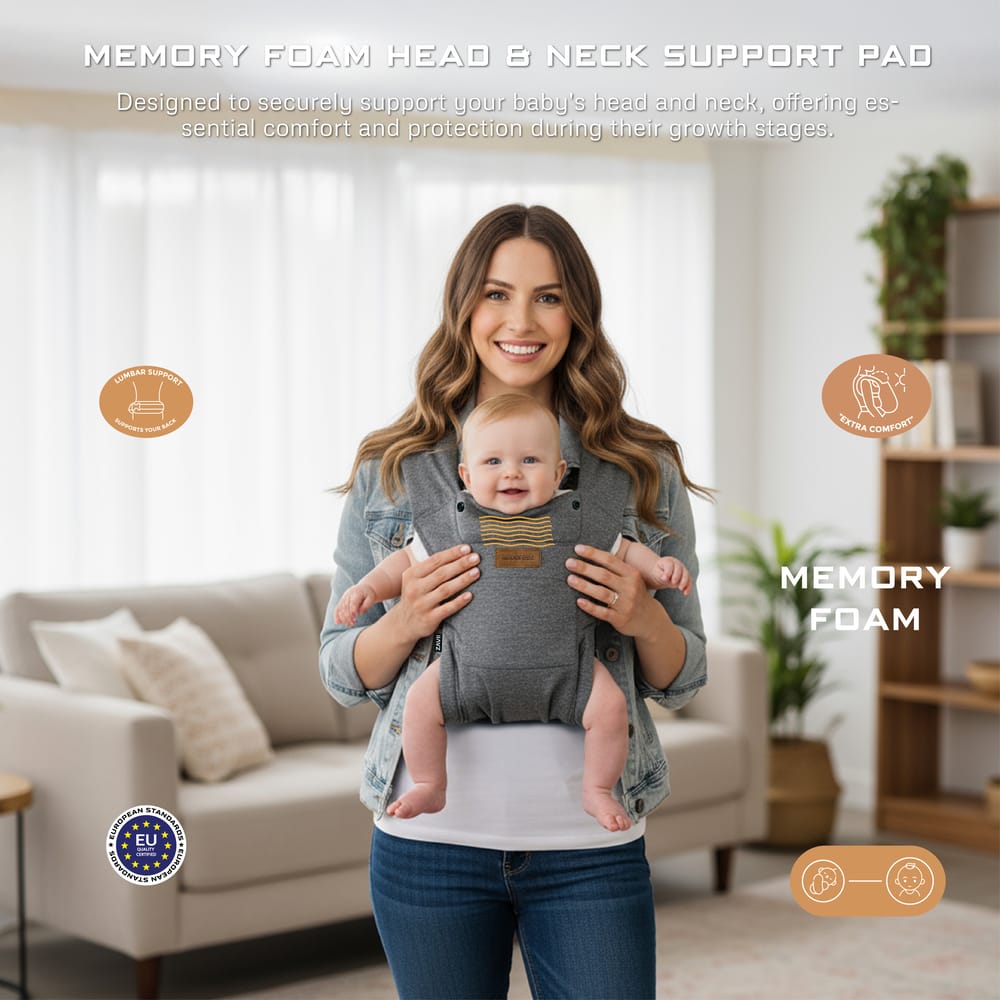 Neobreez ZAVII 2-in-1 Baby Carrier for Newborns To Toddler,Head Support,Extra Soft&Ergonomic,Detachable Privacy Hood&Saliva Cotton Bib,Lightweight Easily Adjustable Hip Infant Carrier,7-26lbs,3-12kg. - Adenzo Comfies